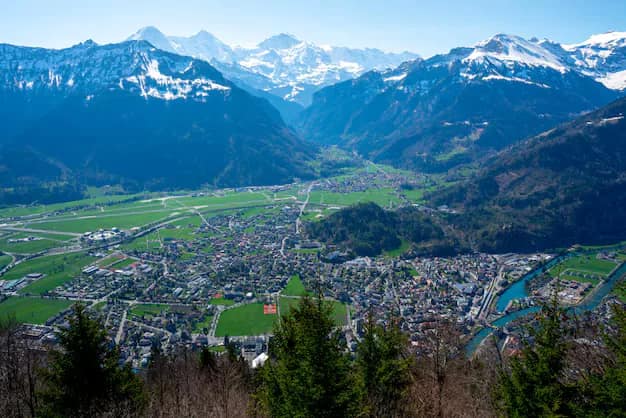 Interlaken with the Jungfrau behind it, Switzerland
