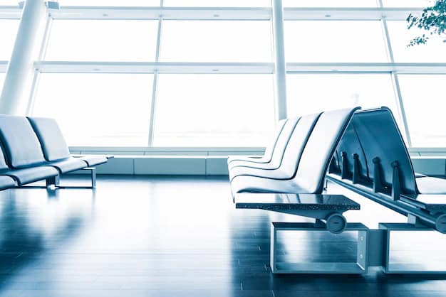 Modern airport lounge seating area