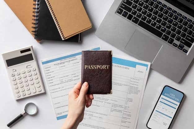 A visa application form flat lay