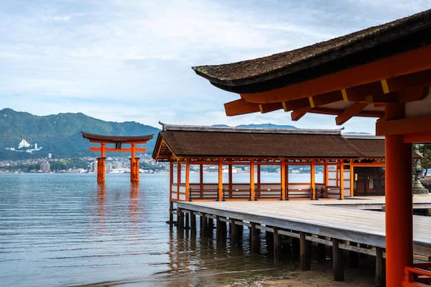 The floating torii gate of Itsukushima Shrine on Miyajima island near Hiroshima