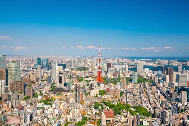 Tokyo city skyline with Tokyo Tower